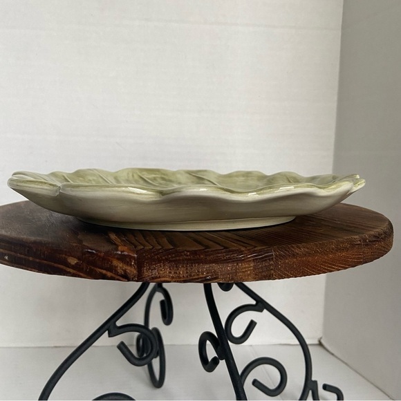 Green Cabbage Leaf Plate Made In Italy 9604/24 Ceramic Plant Shape Plate - Picture 8 of 16